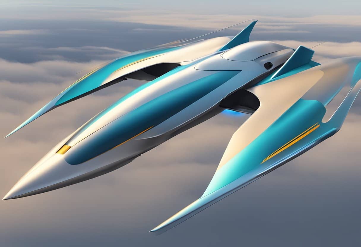 A futuristic Chinese supersonic unmanned aerial vehicle (UAV) drone soaring through the sky with sleek and advanced design