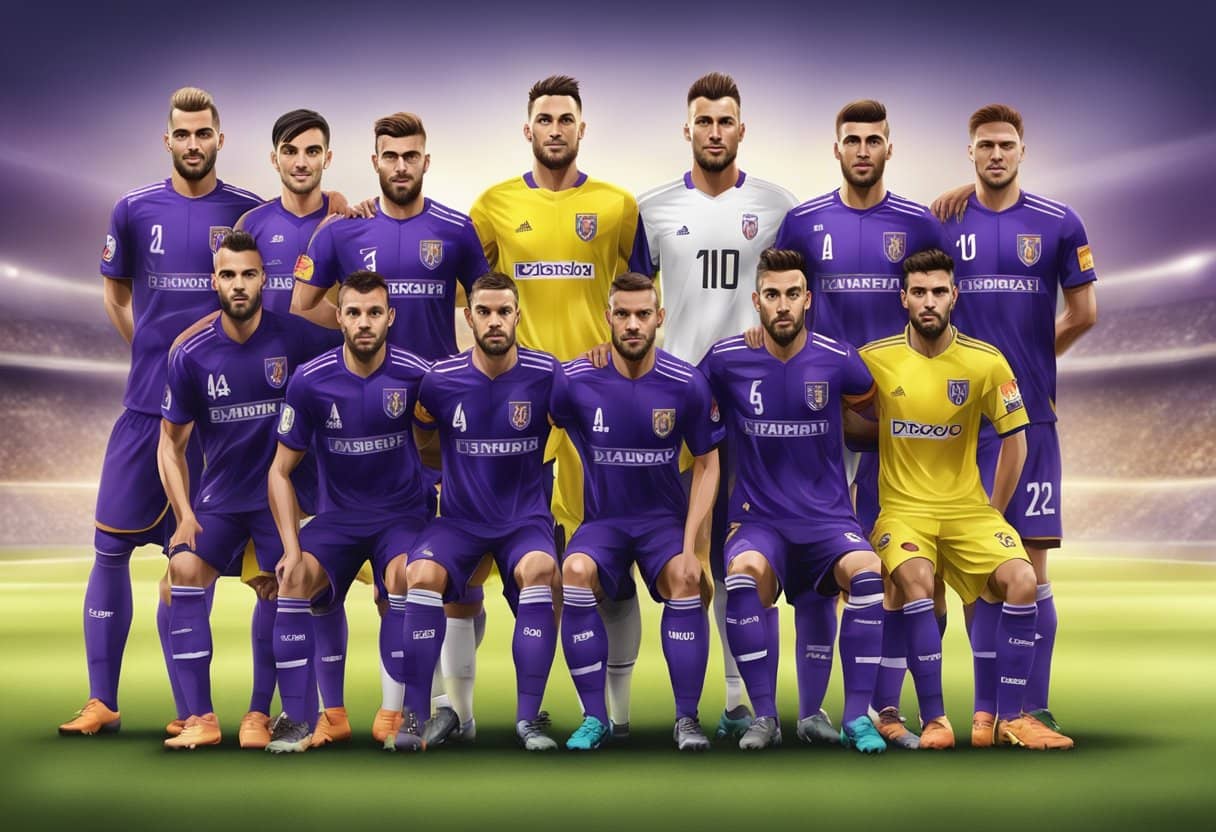A group of soccer players, including key members, representing Maribor, the team that Acun ILICALI will acquire, are gathered on the field